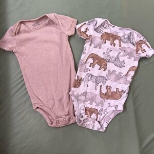 Carter's Pink and Brown Bodysuits Soft Cotton One Pieces